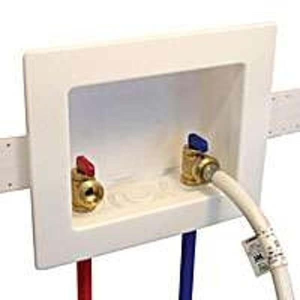 60250 Washing Machine Outlet Box, 12 x 34 in Connection, Brass, White, Ez-Flo Eastman, Mfr#: 60250/WPWME-1